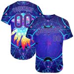 Custom Name and Number Psychedelic Magic Mushrooms Baseball Jersey 3D Pattern Design Over Sacred Geometry Personalized 3D