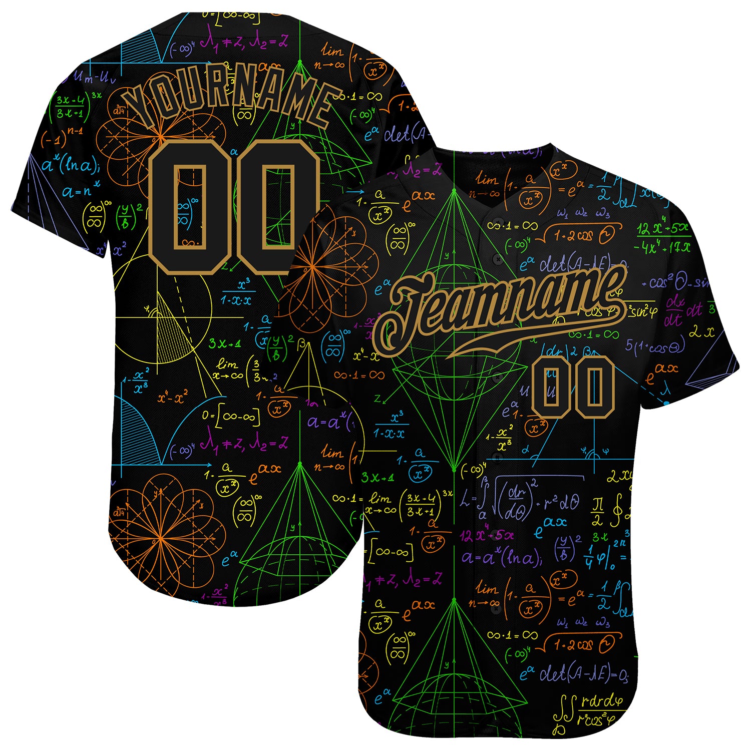 Custom Name and Number 3D Pattern Design Math Baseball Jersey - Personalized Team Apparel Personalized 3D Pattern Design