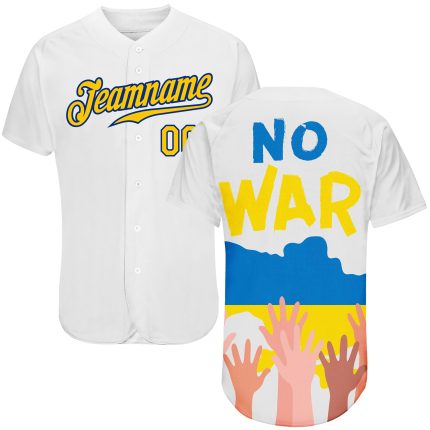 Custom 3D Pattern Baseball Jersey with Name and Number - No War in Ukraine Personalized 3D Pattern Design No War In Ukraine
