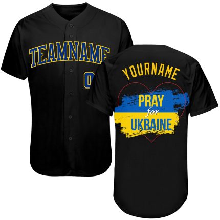 Pray for Ukraine Peace Custom Name and Number Baseball Jersey with 3D Pattern Design, Personalized Team Apparel Personalized