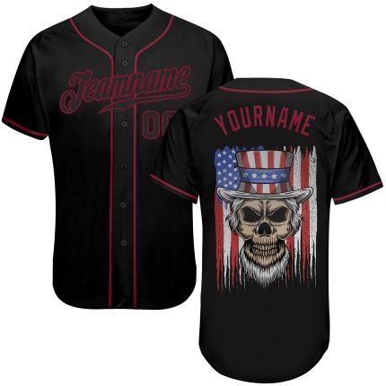 Custom Name and Number American Flag Skull Baseball Jersey - Personalized 3D Pattern Design Uncle Sam Team Apparel Personalized
