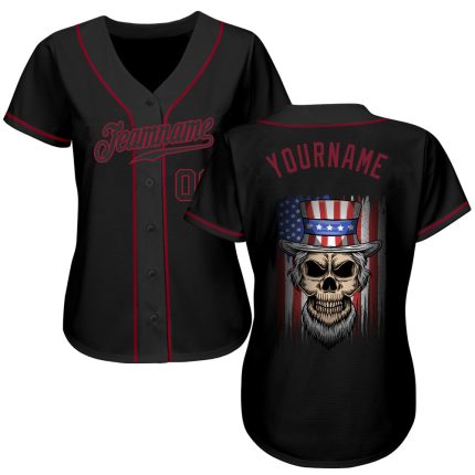 Custom Name and Number American Flag Skull Baseball Jersey - Personalized 3D Pattern Design Uncle Sam Team Apparel Personalized