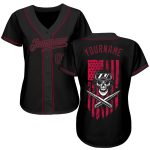 Personalized 3D Soldier Skull Design on American Flag, Custom Name & Number Baseball Jersey Personalized 3D Pattern Design