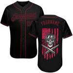 Personalized 3D Soldier Skull Design on American Flag, Custom Name & Number Baseball Jersey Personalized 3D Pattern Design
