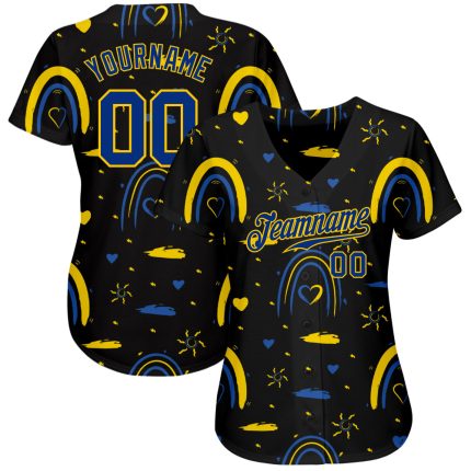 Personalized Ukrainian Flag Baseball Jersey with Custom Name and Number - Glory to Ukraine 3D Pattern Design Personalized
