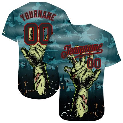 Custom Name Number Personalized Halloween Baseball Jersey 3D Pattern Trick Treat Horror Night Personalized 3D Pattern Halloween