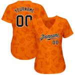 Custom Name and Number Halloween Baseball Jersey with 3D Pattern Pumpkins, Skulls, Candies, and Spiders Personalized 3D Pattern