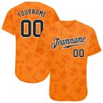 Custom Name and Number Halloween Baseball Jersey with 3D Pattern Pumpkins, Skulls, Candies, and Spiders Personalized 3D Pattern