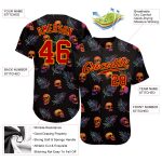 Personalized Halloween Skulls and Palm Leaves 3D Pattern Custom Baseball Jersey with Name and Number Personalized 3D Pattern
