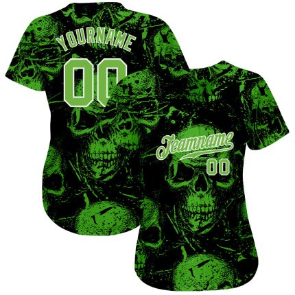 Custom Name and Number Halloween Skulls 3D Pattern Baseball Jersey Authentic Personalized 3D Pattern Halloween Skulls Authentic