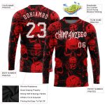 Custom Halloween Skulls Long Sleeve Performance T-Shirt with Name and Number - Personalized 3D Pattern Design Personalized