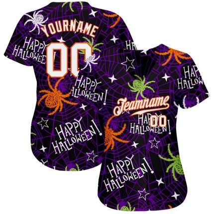 Custom Name and Number Halloween Spiders 3D Pattern Baseball Jersey - Personalized Authentic Team Apparel Personalized 3D