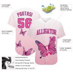Breast Cancer Awareness Month Personalized 3D Pink Ribbon Butterflies Womens Baseball Jersey Personalized 3D Pink Ribbon