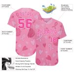 3D Pink Ribbon Breast Cancer Awareness Womens Custom Baseball Jersey with Name and Number - Support Health Care Personalized