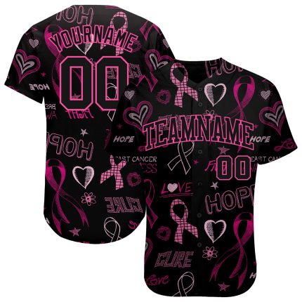 3D Pink Ribbon Breast Cancer Awareness Jersey for Women | Personalized Health Care Support Baseball Jersey Personalized 3D