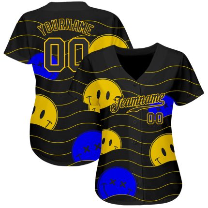 Personalized 3D Smile Emoji Baseball Jersey for Custom Team Apparel Personalized 3D Smile Emoji Baseball Jersey