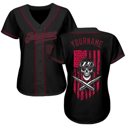Personalized 3D Skull Soldier Baseball Jersey on American Flag Design Personalized 3D Soldier Skull On American Flag Baseball