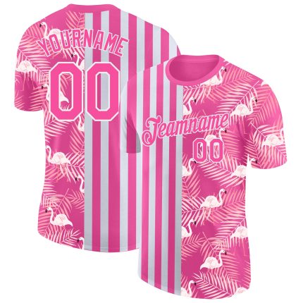 Custom 3D Tropical Flamingo Tee for Women - Performance T-Shirt Personalized 3D Tropical Famingo Performance T-Shirt