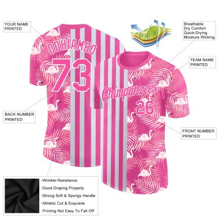 Custom 3D Tropical Flamingo Tee for Women - Performance T-Shirt Personalized 3D Tropical Famingo Performance T-Shirt