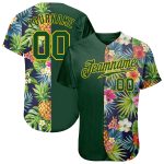 Personalized 3D Tropical Pineapples and Palm Leaves Baseball Jersey with Floral Accent Personalized 3D Tropical Pineapples