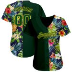 Personalized 3D Tropical Pineapples and Palm Leaves Baseball Jersey with Floral Accent Personalized 3D Tropical Pineapples