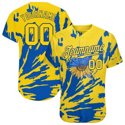 Custom 3D Ukraine Sunflower Baseball Jersey for Men and Women, Personalized Nightingale Design Personalized 3D Ukraine Sunflower