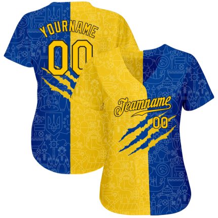 Custom 3D Ukrainian Flag Jersey for Baseball Fans - Personalized Sports Apparel Personalized 3D Ukrainian Flag Baseball Jersey