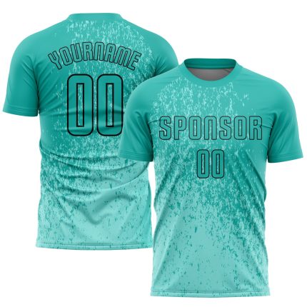Personalized Aqua-Black Sublimation Soccer Jersey - Custom Sports Uniform Personalized Aqua Aqua-Black Sublimation Soccer