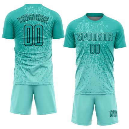 Personalized Aqua-Black Sublimation Soccer Jersey - Custom Sports Uniform Personalized Aqua Aqua-Black Sublimation Soccer