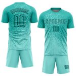 Customizable Aqua Black Soccer Jersey with Personalized Name & Number - Sublimation Team Uniform Personalized Aqua Aqua-Black