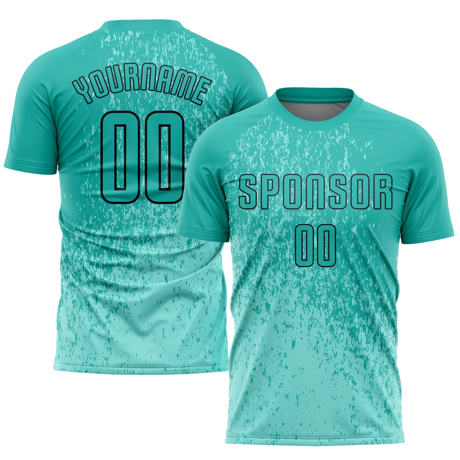 Customizable Aqua Black Soccer Jersey with Personalized Name & Number - Sublimation Team Uniform Personalized Aqua Aqua-Black