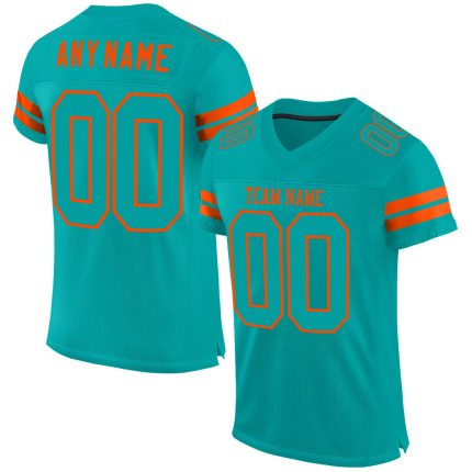 Customizable Aqua Orange Football Jersey with Personalized Name and Number - Authentic Team Gear Personalized Aqua Aqua-Orange
