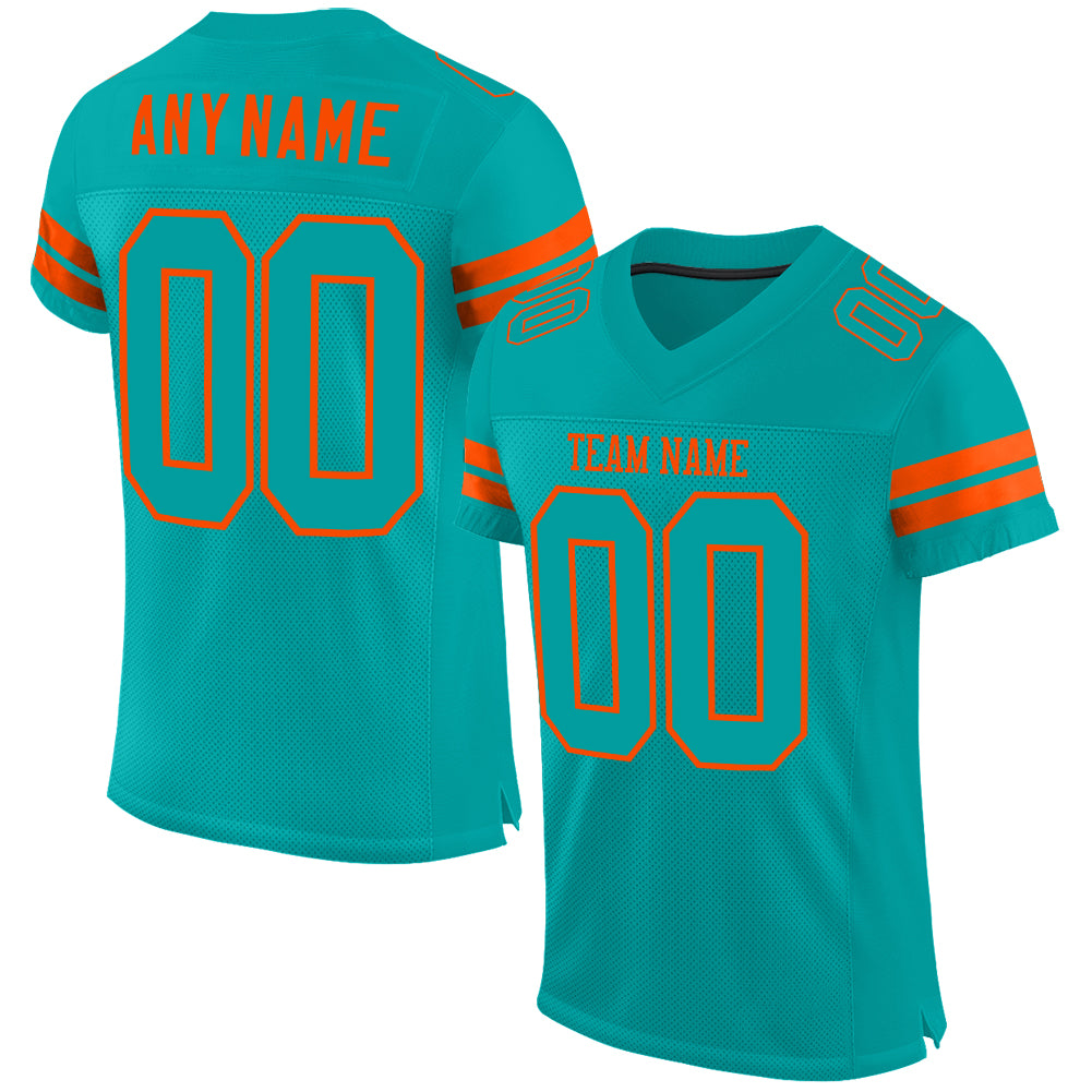 Customizable Aqua Orange Football Jersey with Personalized Name and Number - Authentic Team Gear Personalized Aqua Aqua-Orange