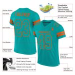 Personalized Aqua Orange Football Jersey - Custom Mesh Sports Jersey Personalized Aqua Aqua-Orange Mesh Football Jersey