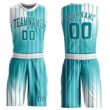 Custom Aqua White Basketball Jersey with Name and Number - Personalized Sublimation Round Neck Suit Personalized Aqua Aqua-White