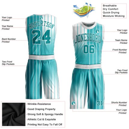 Custom Aqua White Basketball Jersey with Name and Number - Personalized Sublimation Round Neck Suit Personalized Aqua Aqua-White