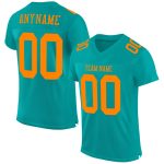 Personalized Custom Name and Number Orange Mesh Authentic Football Jersey - Aqua Bay Team Merchandise Personalized Aqua Bay