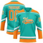 Personalized Orange-White Hockey Lace Neck Jersey - Aqua Bay Team Apparel Personalized Aqua Bay Orange-White Hockey Lace