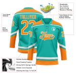 Personalized Orange-White Hockey Lace Neck Jersey - Aqua Bay Team Apparel Personalized Aqua Bay Orange-White Hockey Lace