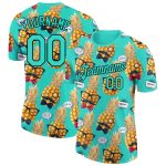 Personalized Aqua Black 3D Pineapple T-Shirt for Hawaii Style Performance Personalized Aqua Black 3D Hawaii Style Pineapple