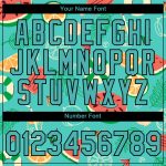 Custom Name Number Summer Fruit Performance T-Shirt Aqua Black 3D Pattern Design for Holidays Personalized Aqua Black 3D
