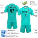 Personalized Aqua Black Volleyball Uniform Jersey - Abstract Fragment Art Design Personalized Aqua Black Abstract Fragment