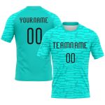 Personalized Aqua Black Volleyball Uniform Jersey - Abstract Fragment Art Design Personalized Aqua Black Abstract Fragment