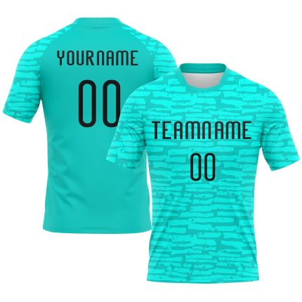 Personalized Aqua Black Volleyball Uniform Jersey - Abstract Fragment Art Design Personalized Aqua Black Abstract Fragment