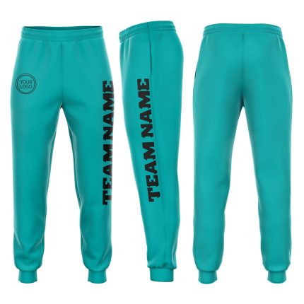 Personalized Aqua Black Fleece Joggers for Men and Women - Comfortable Sweatpants Personalized Aqua Black Fleece Jogger Sweatpants