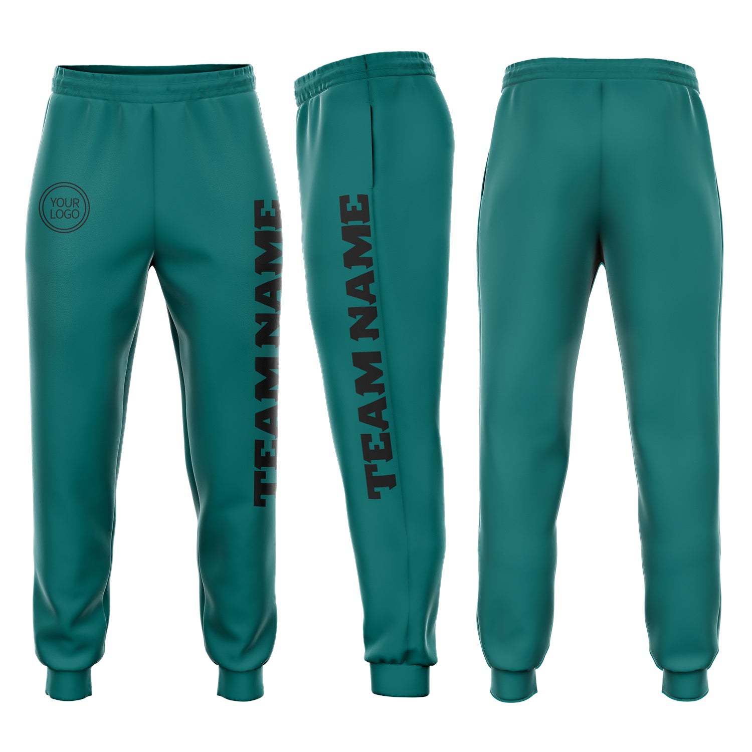 Personalized Aqua Black Jogger Sweatpants - Custom Fleece Athletic Pants Personalized Aqua Black Fleece Jogger Sweatpants