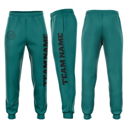 Custom Name and Number Aqua Black Fleece Joggers Sweatpants - Personalized Team Apparel Personalized Aqua Black Fleece Jogger