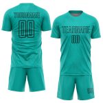 Personalized Aqua Black Geometric Soccer Jersey | Sublimation Uniform Personalized Aqua Black Geometric Shapes Sublimation