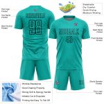 Personalized Aqua Black Geometric Soccer Jersey | Sublimation Uniform Personalized Aqua Black Geometric Shapes Sublimation