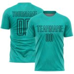 Personalized Aqua Black Geometric Soccer Jersey | Sublimation Uniform Personalized Aqua Black Geometric Shapes Sublimation